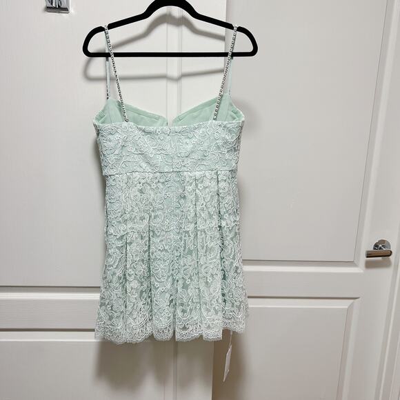 Self-Portrait Green Cord Lace Mini Dress US 8 - Picture 7 of 10